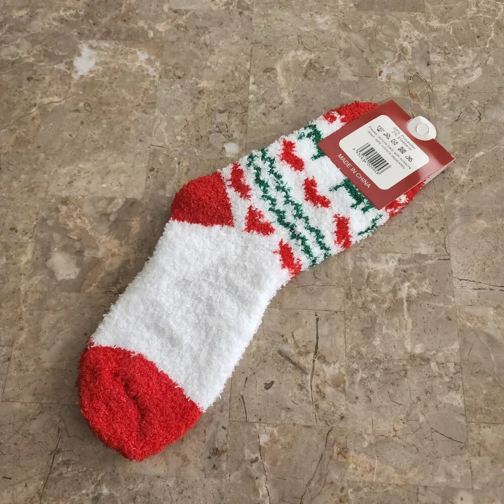 Women's Colorful Christmas Fluffy Socks (2pk)
